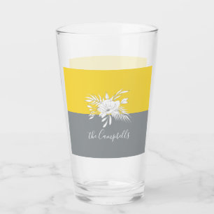 Verre Floral blanc moderne sur colorbloc Personnalisé