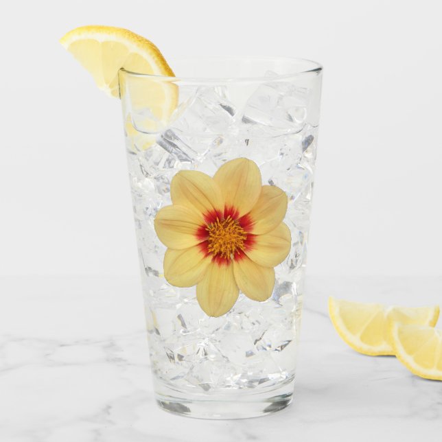 Verre Floral Dahlia Jaune (Devant glace)