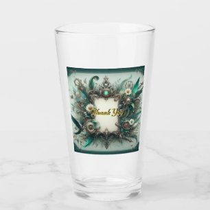 Verre Floral Steampunk Mariage vert et argent