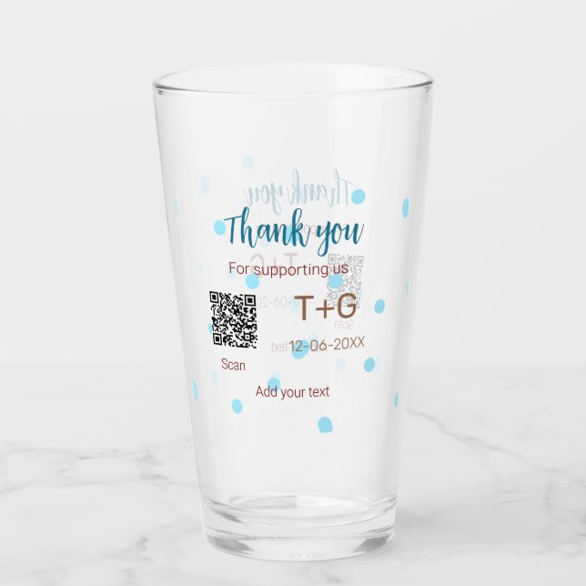 Verre Fonds Lune de miel Ajouter Q R code nom de couple  (Devant)