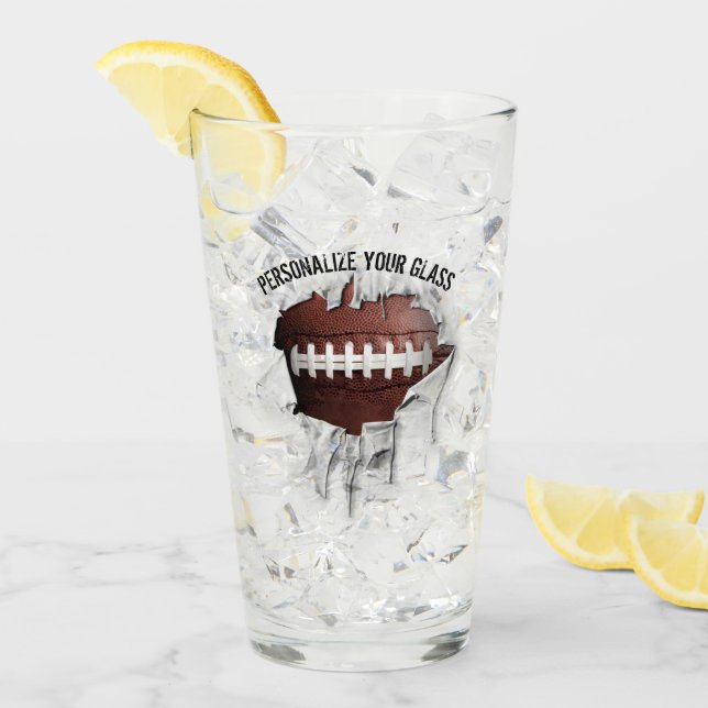 Verre Football déchiqueté (personnalisé) (Devant glace)