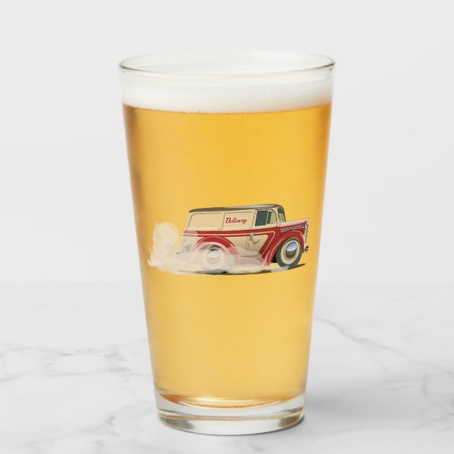Verre Fourgonnette de livraison de dessin animé rétro (Devant (rempli))