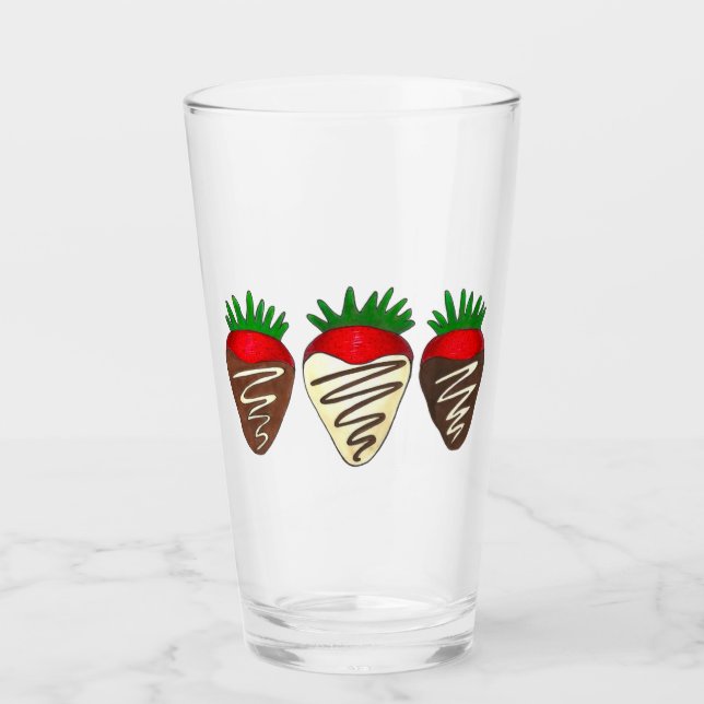 Verre Fraises couvertes de chocolat Saint-Valentin (Devant)