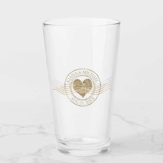 Verre Français Romance Heart Mariage Gold ID870 (Devant)