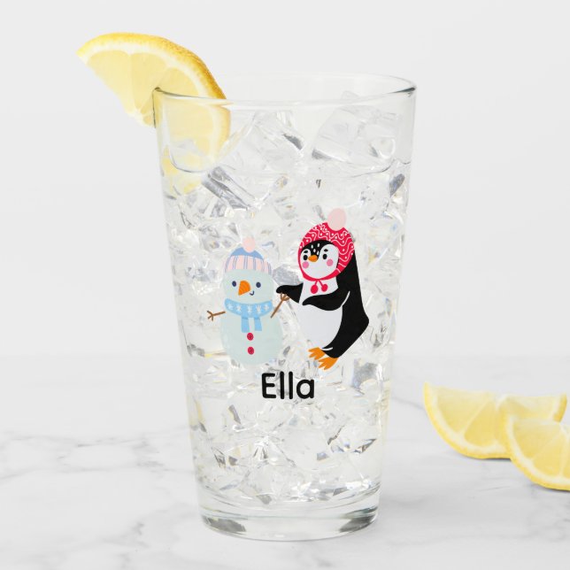 Verre Frosty le bonhomme de neige et le pingouin (Devant glace)