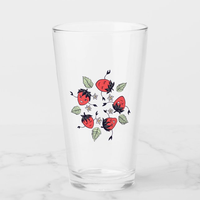 Verre Fruit Kawaii à la fraise mûre (Devant)