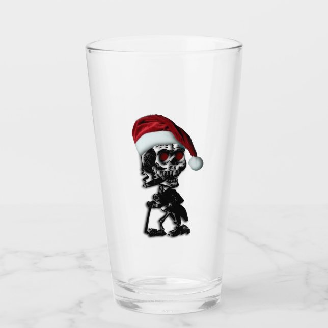 Verre Fumer le cigare Squelette de Noël (Devant)