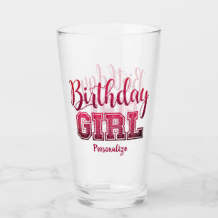 Verre Fun Anniversaire Fille Rose Personnalisée