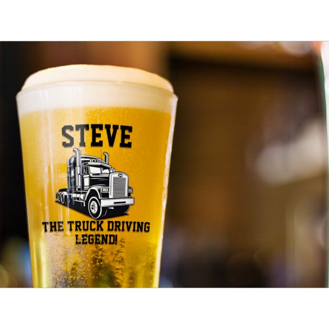 Verre Funky Transport Semi Truck Driver Nom personnalisé (The perfect gift for the truck driver in your life.)