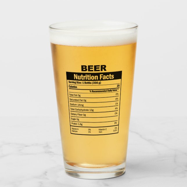 Verre Funny Beer Nutrition Facts (Devant (rempli))