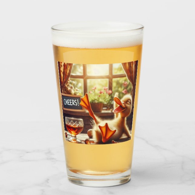 Verre Funny Drunk Duck Christmas Glass (Devant (rempli))