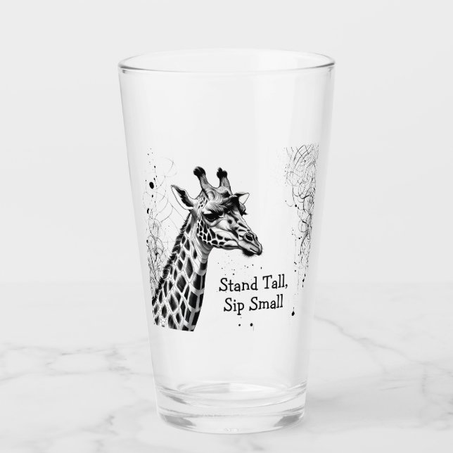 Verre Funny Giraffe Noir Blanc Encre Personnalisée (Devant)