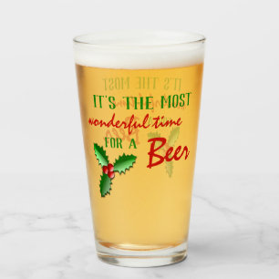 Verre Funny Holly Jolly Red Berries Feuilles verts