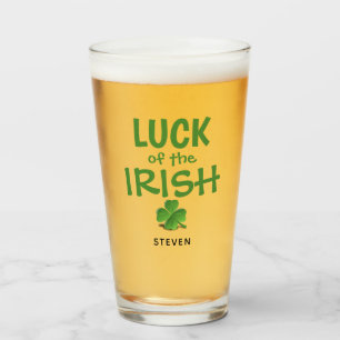 Verre Funny Irish Luck Green Shamrock Bière personnalisé