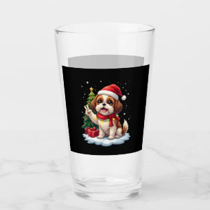 Verre Funny Peace Hand Shih Tzu Noël Lumières Femmes