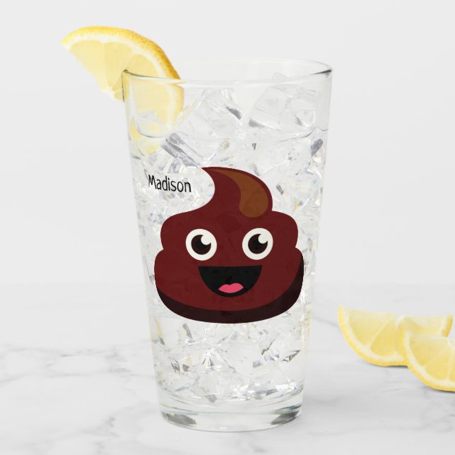 Verre Funny Poop nom personnalisé (Devant glace)