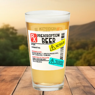 Verre Funny Prescription Bière Avertissement Étiquette P
