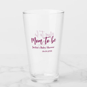 Verre Futur maman baby shower nom date rose simple minim
