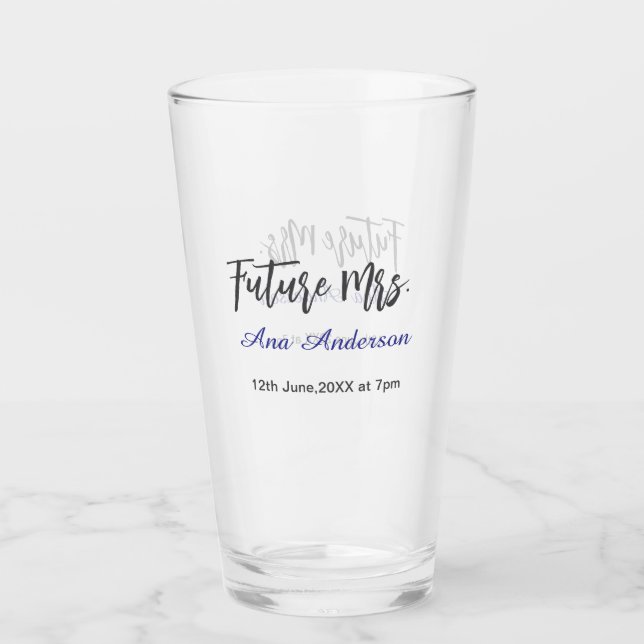 Verre Futur nom de famille de Mme la future mariée gris  (Devant)
