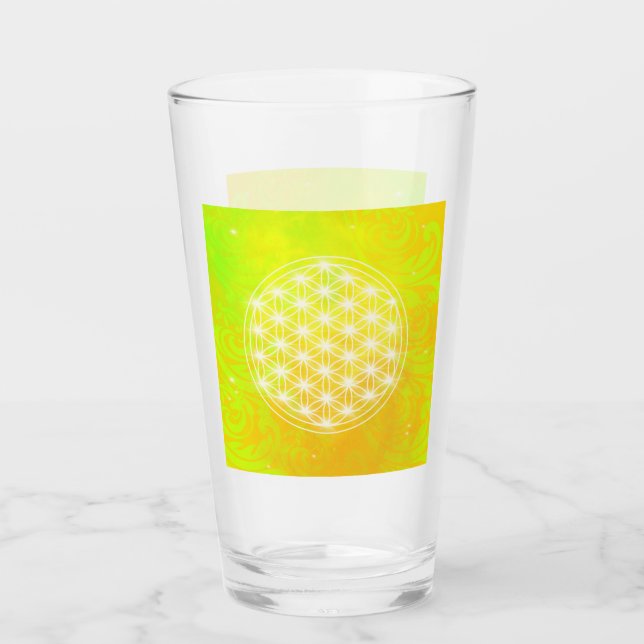 Verre Gaia, flower of life, sacred geometric,mandala,mem (Devant)