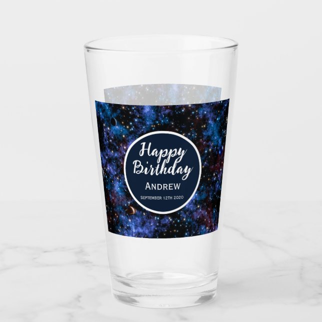 Verre Galaxies colorées, étoiles et planètes (Devant)