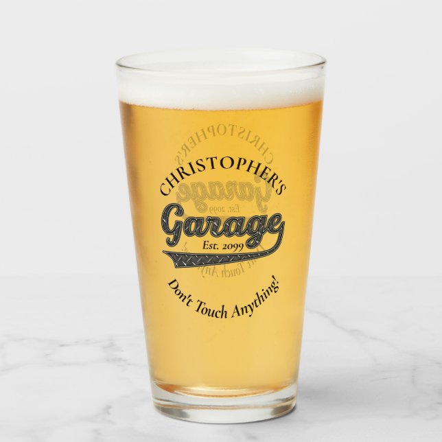 Verre Garage Ne Touchez rien Boire Bière Pint (Devant (rempli))