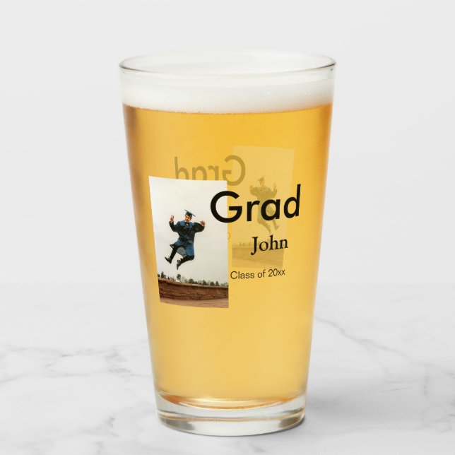 Verre garçon ajouter le nom date année texte QR diplôme  (Devant (rempli))
