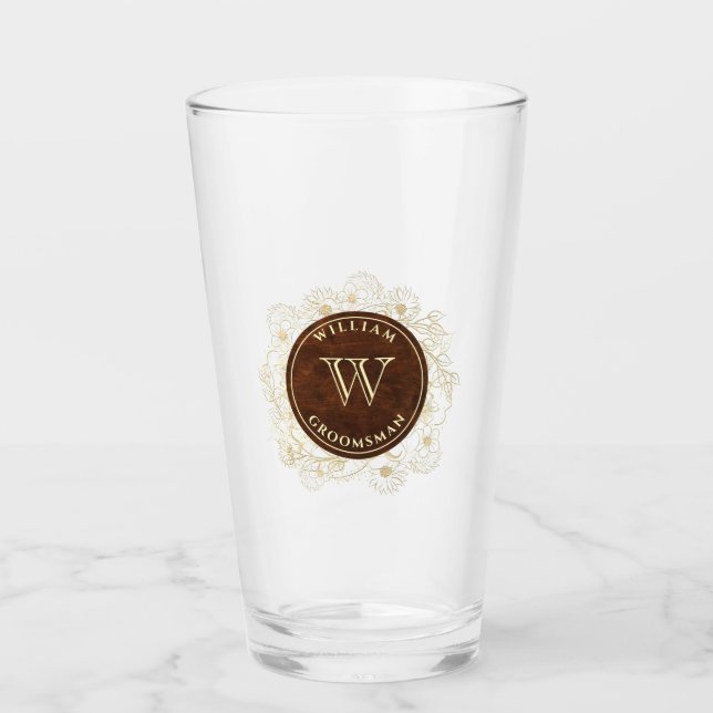 Verre Garçon d'honneur Monogramme Rustique (Devant)