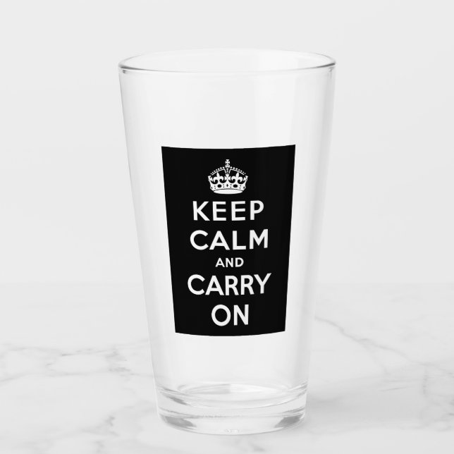 Verre Gardez le calme et continuez (conception noire) (Devant)