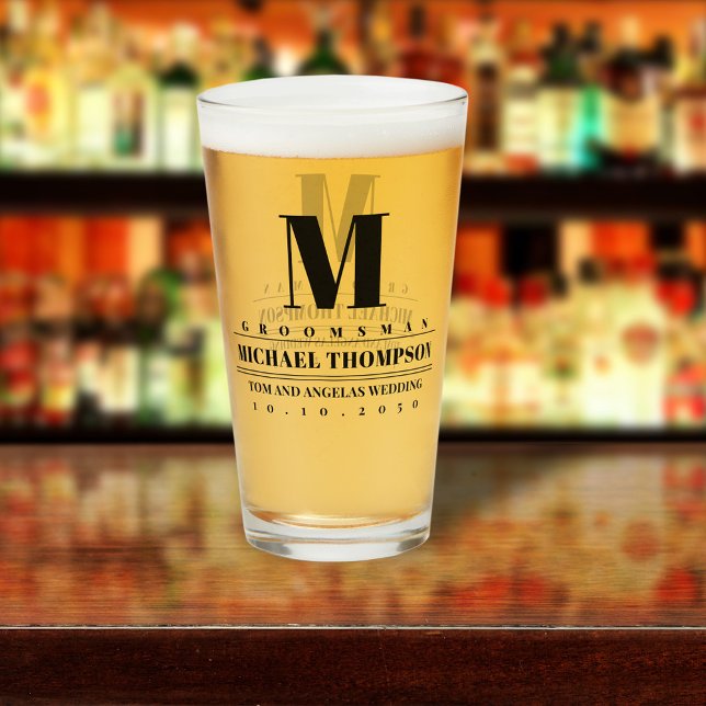 Verre Garin de mariage monogramme moderne simple  (Créateur téléchargé)