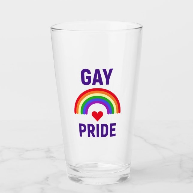 Verre Gay pride| Coeur et arc-en-ciel (Devant)