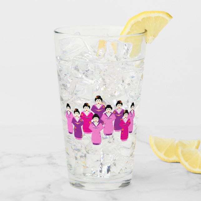 Verre Geisha japonais en Kimonos Pretty (Dos glace)