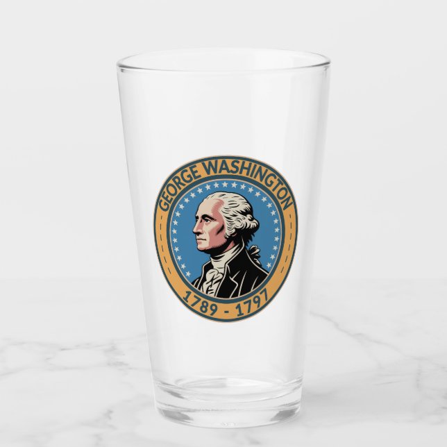 Verre George Washington Illustration Badge de Président  (Devant)