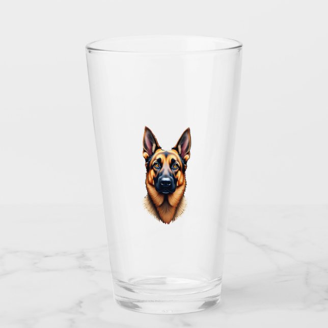 Verre German Shepherd Cute Puppy Dog (4) (Devant)