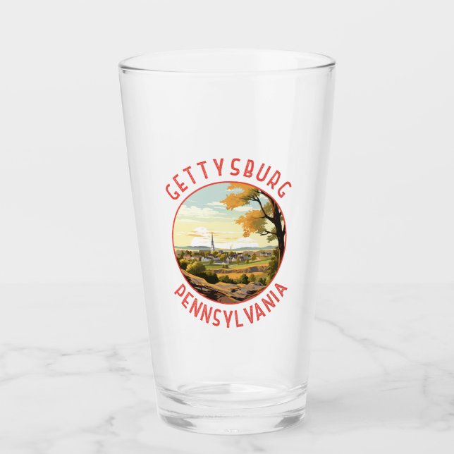 Verre Gettysburg Pennsylvanie Retro Cercle en détresse (Devant)