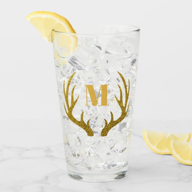 Verre Glam Faux Gold Parties scintillant Deer Antlers |  (Devant glace)