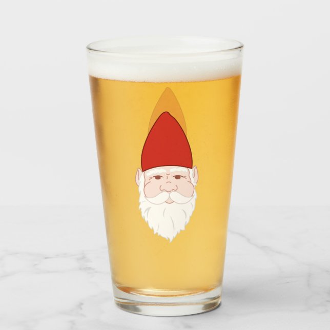 Verre Gnome fâché rouge drôle (Devant (rempli))