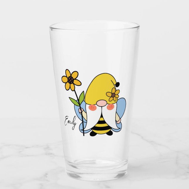 Verre Gnome mignonne aux tournesols (Devant)