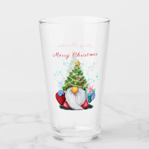 Verre Gnome mignonne avec arbre de Noël Casquette et ca