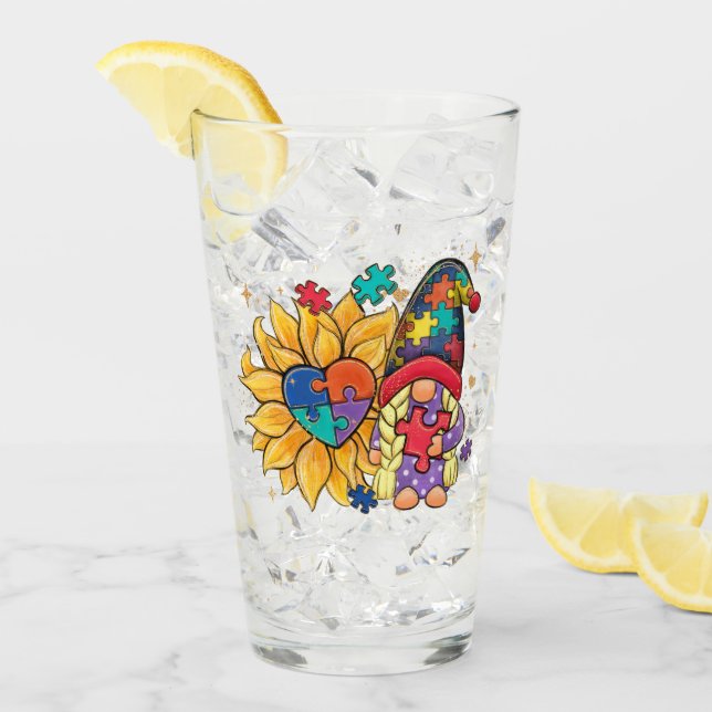Verre Gnome mignonne, tournesol et Sensibilisation sur l (Devant glace)