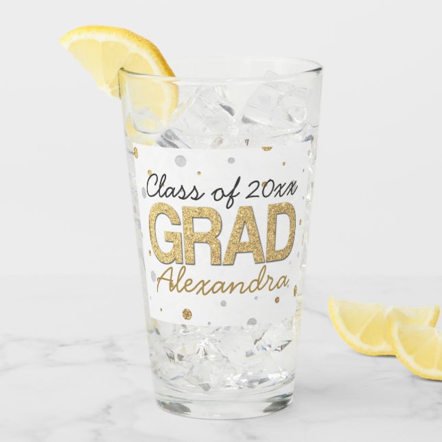 Verre Gold Foil Parties scintillant Confetti Graduation  (Devant glace)