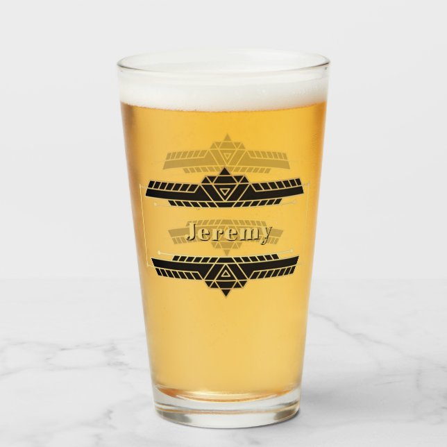 Verre Gold sur le Étiquette Art déco noir (Devant (rempli))