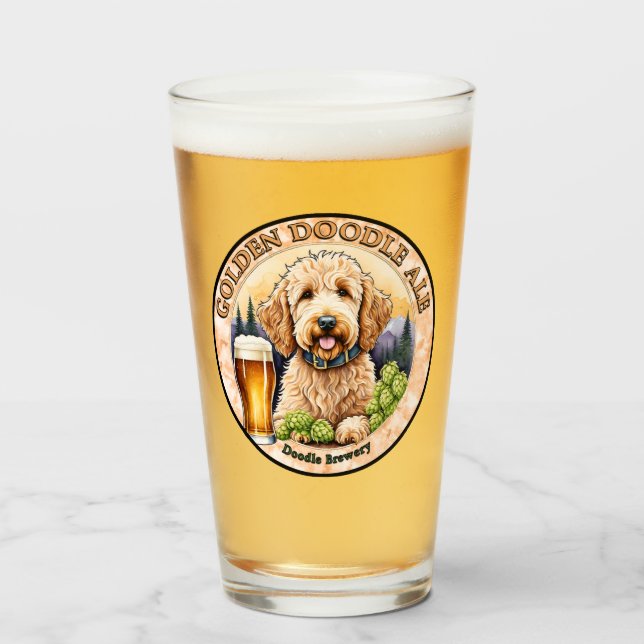 Verre Golden Doodle Ale Beer Glass (Devant (rempli))