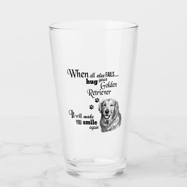 Verre Golden Retriever art moderne, mignon slogan de rac (Devant)