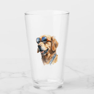Verre Golden Retriever avec lunettes de soleil