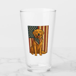 Verre Golden Retriever Drapeau Américain