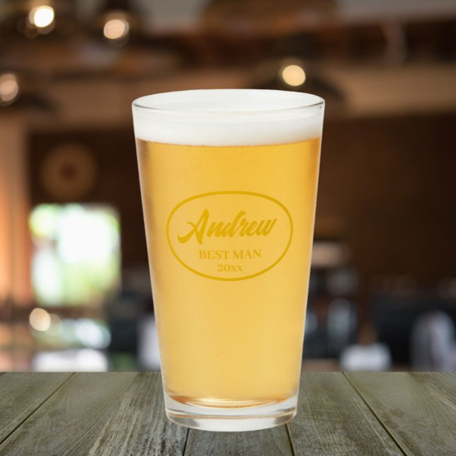 Verre Golden Yellow Stylized Name Wedding Best Man (In Situ)