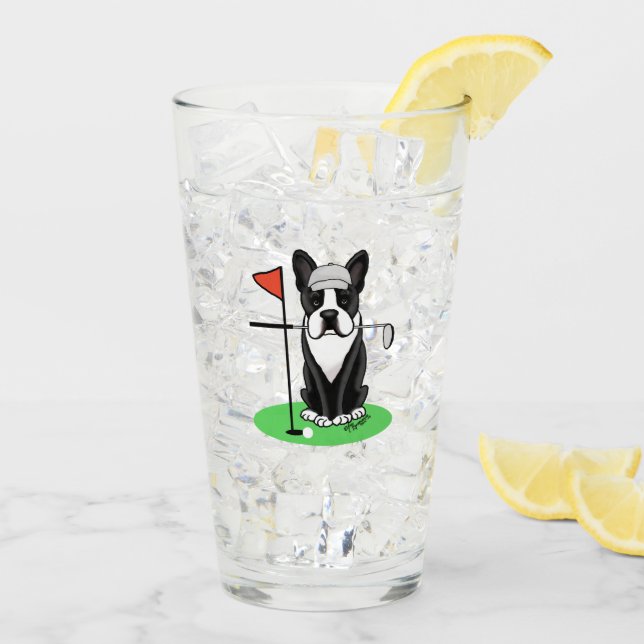 Verre Golf Boston Terrier (noir) mignon chien (Dos glace)