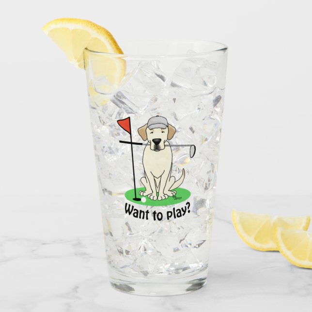 Verre Golf Golfing Yellow Lab Labrador Retriever Chien (Devant glace)