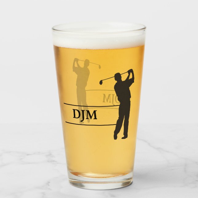 Verre Golfeur noir de silhouette de monogramme (Devant (rempli))